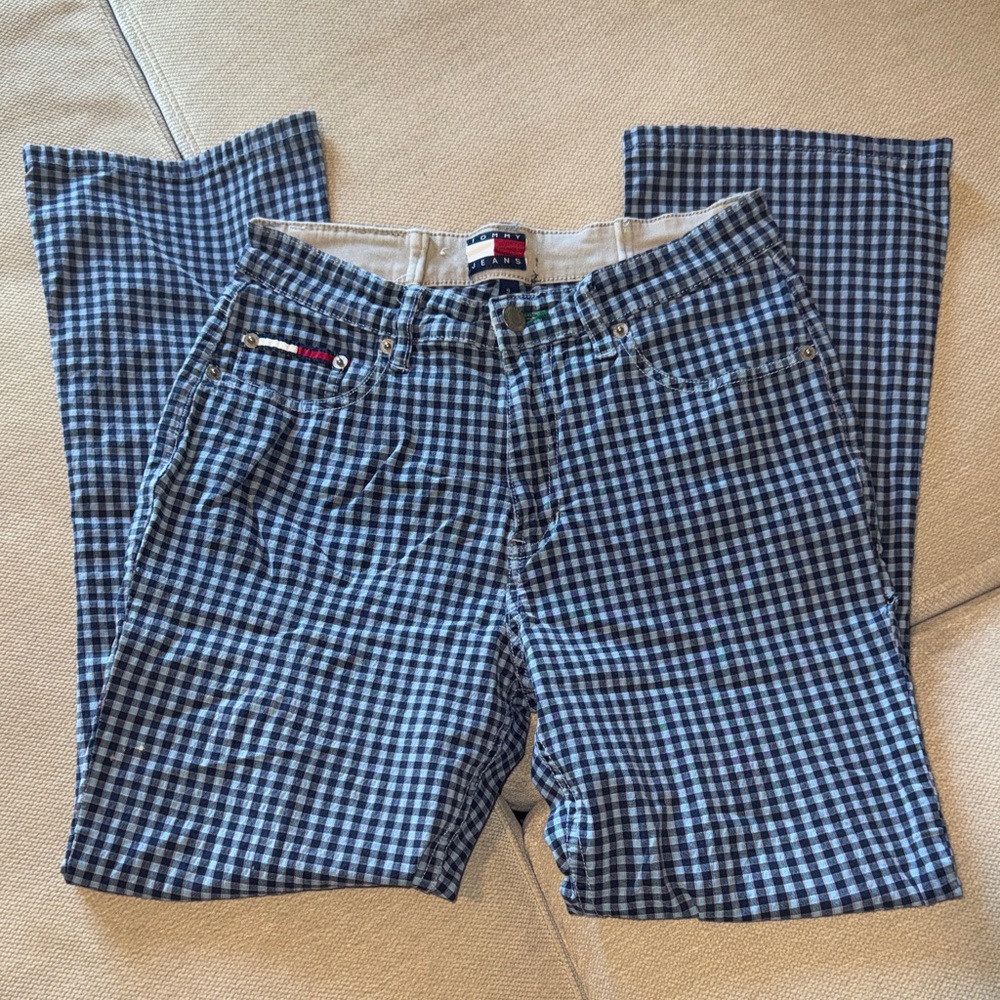 Tommy Hilfiger Vintage Blue Checkered Flare Pants